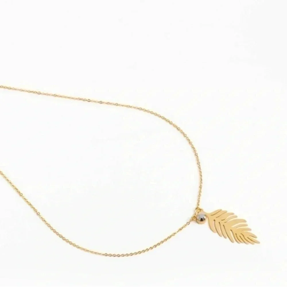 Palm Leaf Necklace Summer Beach Gold Boho 18k Gold